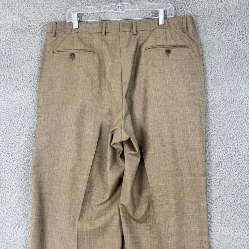 Zanella Alter Dress Pants Mens 38x28 Beige Wool Pleated Classic Fit Italy Office